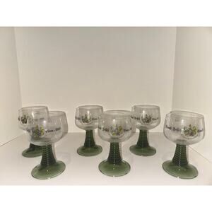 Vintage Schott Zwiesel green beehive Arnold Brősch Wine Rummers Glasses Set of 6